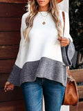 Contrast Round Neck Long Sleeve Sweater