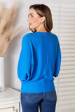 Zenana Full Size Round Neck Batwing Sleeve Blouse