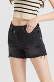 BAYEAS Stepped Waist Raw Hem Denim Shorts