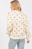 SAGE + FIG Heart Printed Contrast Long Sleeve Sweatshirt