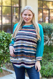 Celeste Design Full Size Striped Long Sleeve Top