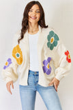 J.NNA Open Front Flower Pattern Long Sleeve Sweater Cardigan