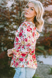 Floral Round Neck Smocked Blouse