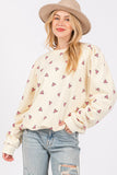 SAGE + FIG Heart Printed Contrast Long Sleeve Sweatshirt