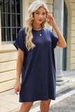 Round Neck Rolled Short Sleeve Tee Dress