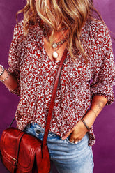 Printed Tie Neck Balloon Sleeve Blouse