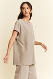 Davi & Dani Round Neck Short Sleeve Top and Pants Set