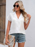 Button Up Collared Neck Short Sleeve Shirt