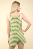 VERY J Tie Shoulder Front Pocket Striped Contrast Romper
