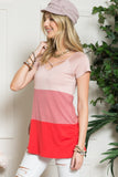 Celeste Full Size Color Block Short Sleeve Top
