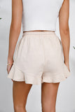 Full Size Drawstring Ruffle Hem Shorts