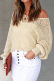 Openwork Boat Neck Raglan Sleeve Knit Top