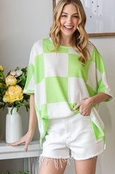 HOPELY Checkered Waffle Oversized T-Shirt