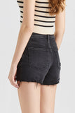 BAYEAS Stepped Waist Raw Hem Denim Shorts