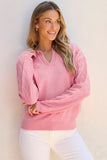 Daisy Notched Long Sleeve Sweater