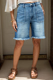 MeiMei Raw Hem Denim Shorts with Pockets