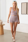 Thinkable Halter Crop Top and High Waist Knit Shorts Set