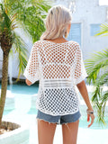 Angel Wings Cutout Round Neck Short Sleeve Cover Up