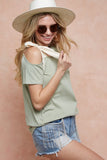 BiBi Tied Ribbon One Shoulder Short Sleeve T-Shirt