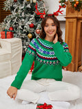 Geometric Round Neck Long Sleeve Sweater