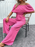 Perfee Off-Shoulder Wide Leg Jumpsuit