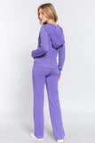 ACTIVE BASIC French Terry Zip Up Hoodie and Drawstring Pants Set