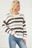 Striped Openwork Dropped Shoulder Sweater