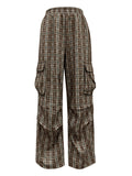 Plaid Wide Leg Pants with Pockets