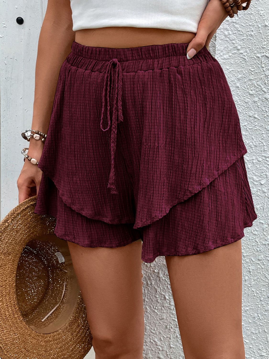 Perfee Tied Layered High Waist Shorts