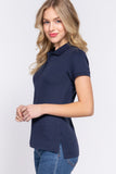 ACTIVE BASIC Full Size Classic Short Sleeve Polo Top