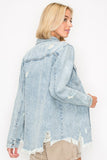 RISEN Button Up Distressed Denim Shirt
