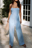 Smocked Tube Wide Leg Jumpsuit