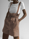 Drawstring Wide Strap Overalls with Pockets