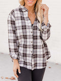 Plaid Collared Neck Long Sleeve Shirt