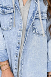 Distressed Button Up Long Sleeve Denim Jacket