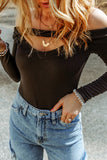 Cutout Cold-Shoulder Long Sleeve Bodysuit