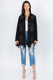 American Bazi Distressed Frayed Hem Denim Jacket