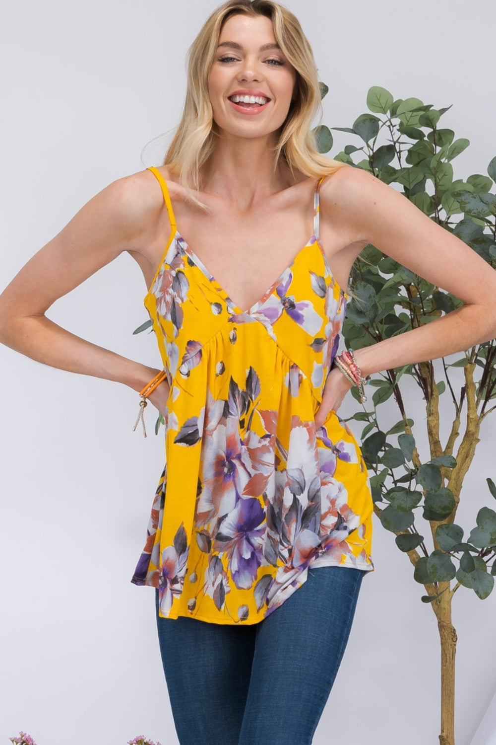 Celeste Full Size Floral V-Neck Cami