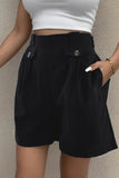 Perfee Decorative Button Pocketed Shorts