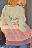 Color Block Long Sleeve Drawstring Hooded Sweater