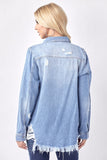 RISEN Button Up Distressed Denim Shirt