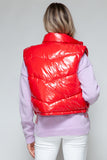 Snobbish Zip Up Turtleneck Shiny Quilted Vest