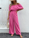 Perfee Off-Shoulder Wide Leg Jumpsuit