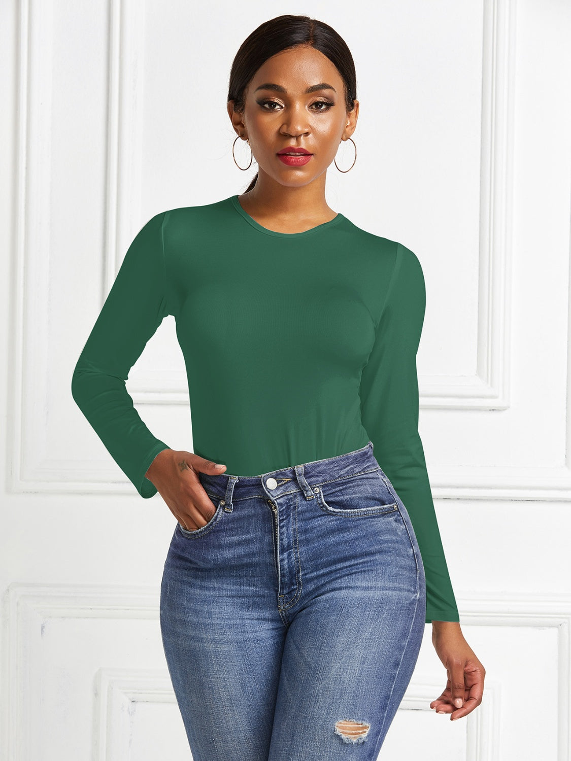 Round Neck Long Sleeve Bodysuit