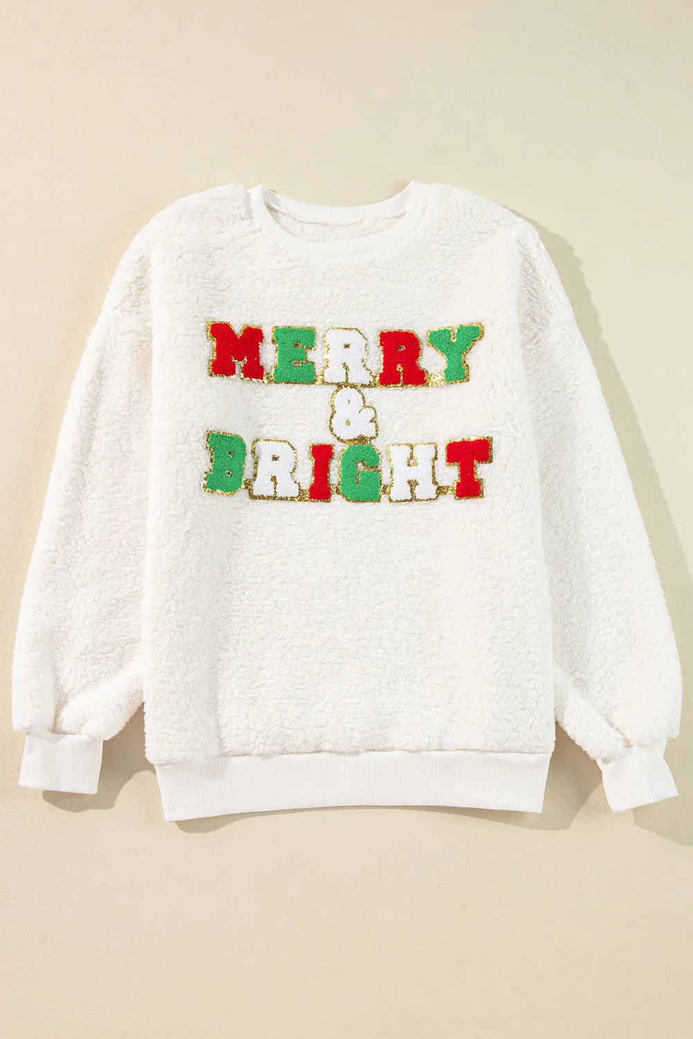 MERRY & BRIGHT Round Neck Long Sleeve Sweatshirt