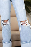 Distressed High Waist Jeans with Pockets