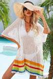 Angel Wings Rainbow Stripe Openwork Slit Cover-Up