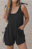 Scoop Neck Tie Shoulder Romper