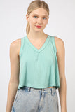 VERY J V-Neck Knit Swing Cropped Tank