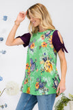 Celeste Full Size Open Tie Sleeve Round Neck Floral Blouse
